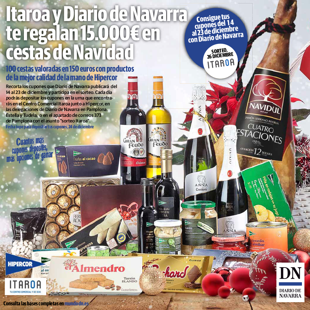 Posicionar peor Noble Itaroa y Diario de Navarra te regalan 100 cestas de navidad de hipercor  valoradas en 150 €. - Centro Comercial Itaroa